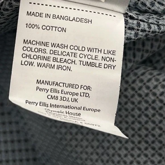 Perry Ellis Button Up Shirt Mens M Geometric Blue LS Oeko-Tex Business NWT $90 - Picture 5 of 10